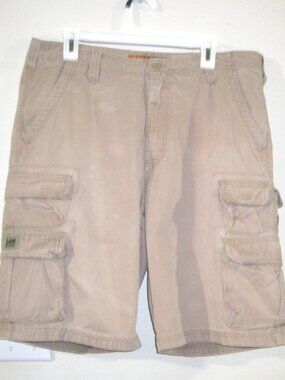 Lee Dungarees Mens Size 34 Cargo Shorts Flat Front Tan Utility Hiking